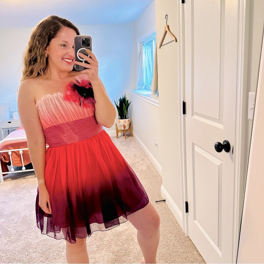 NWT Betsey Johnson Pink Ombré Tulle Floral Strapless Mini Dress 4